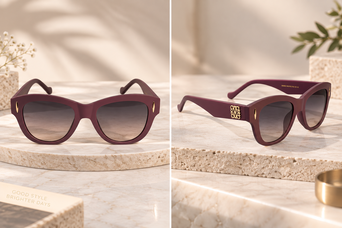 Burgundy Oversized Cat-Eye Sunglasses