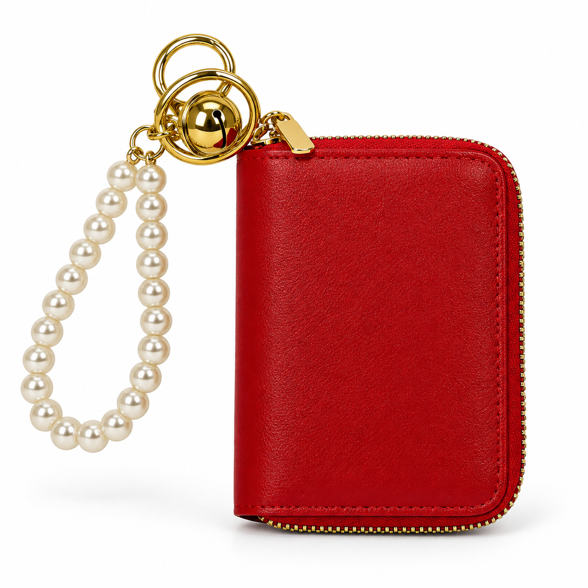 Red Rhinestone Card Holder keychain wallet