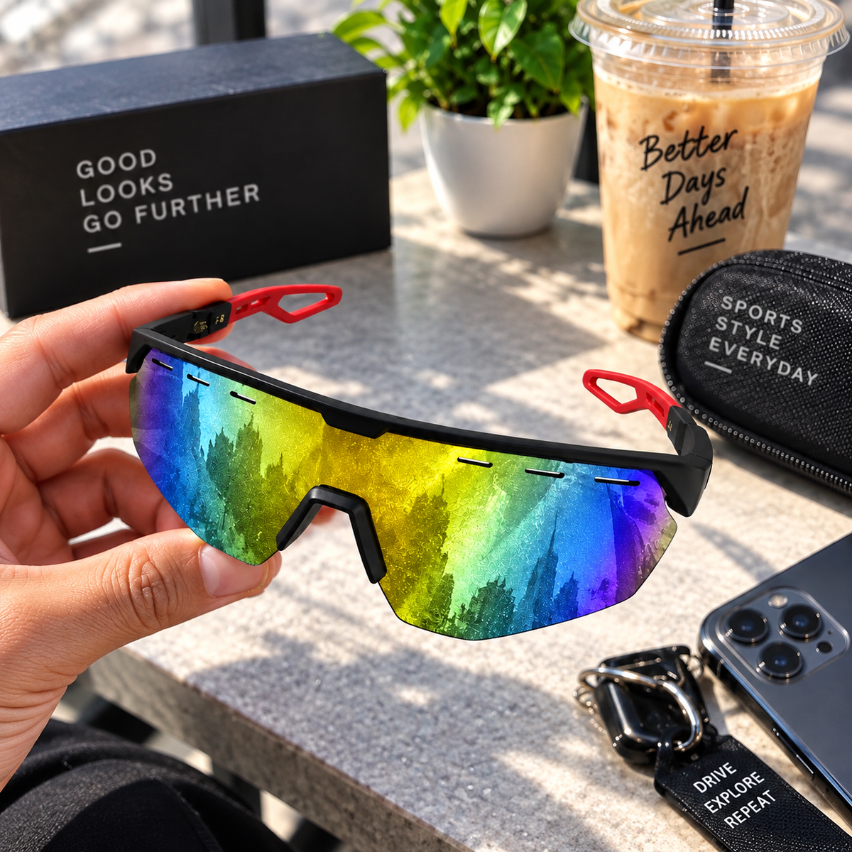Black & Red Shield Sport Sunglasses