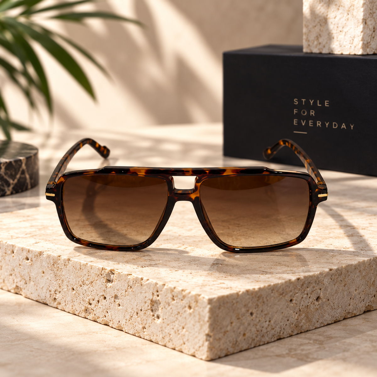 Tortoiseshell Square Aviator Sunglasses