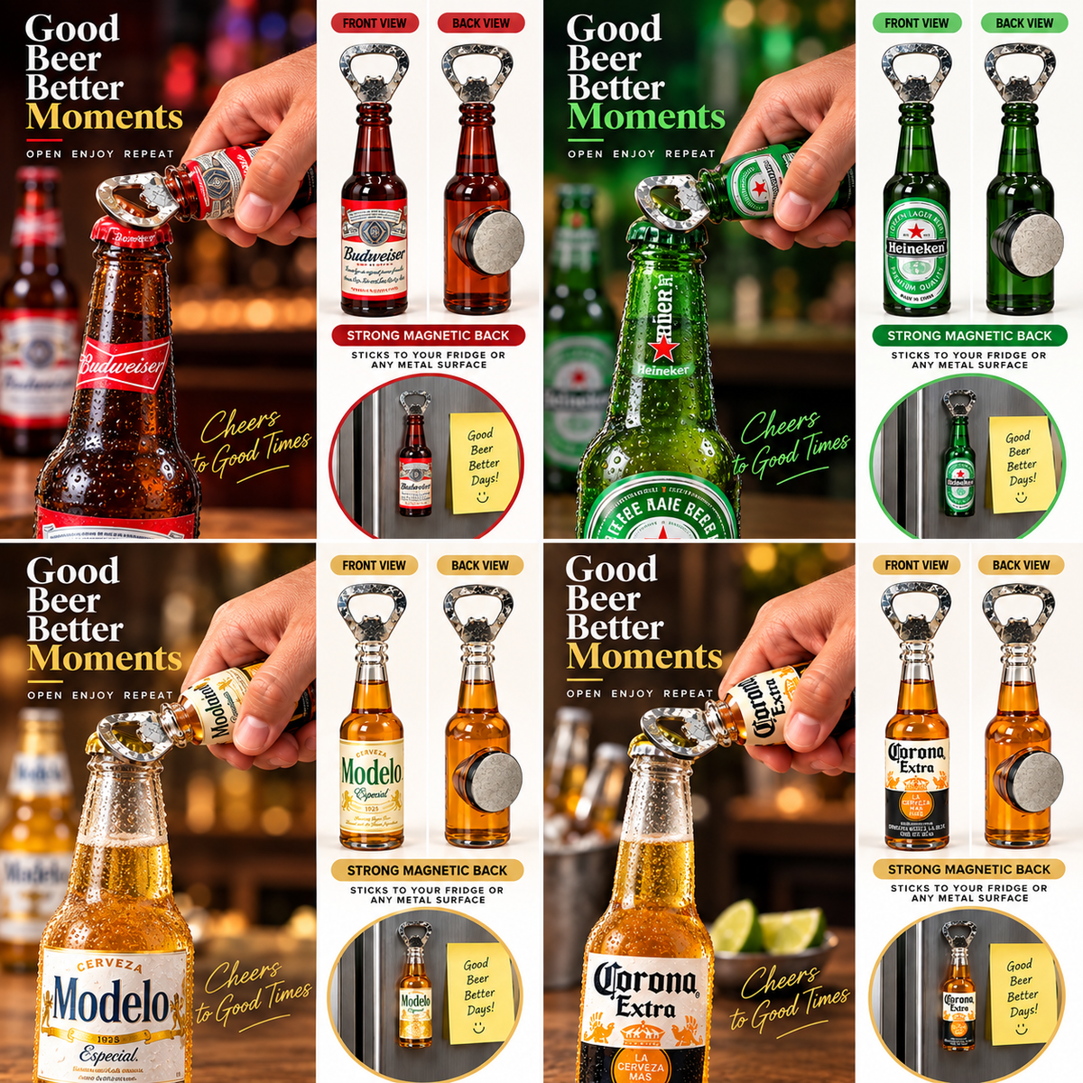 Beer Bottle-Shaped Magnetic Bottle Opener