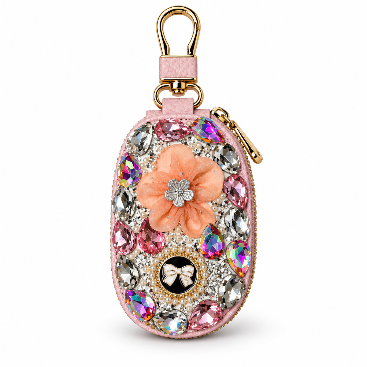 Pink Rhinestone  keychain wallet