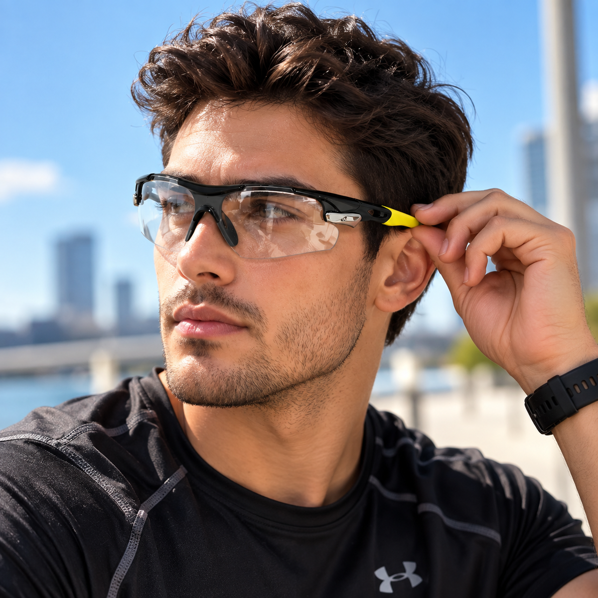 Clear Lens Sport Wraparound Glasses