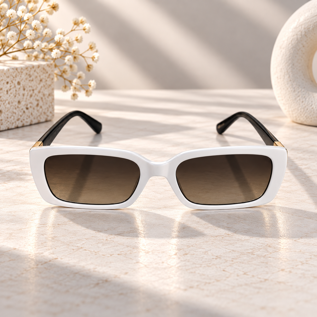 White Rectangular Sunglasses