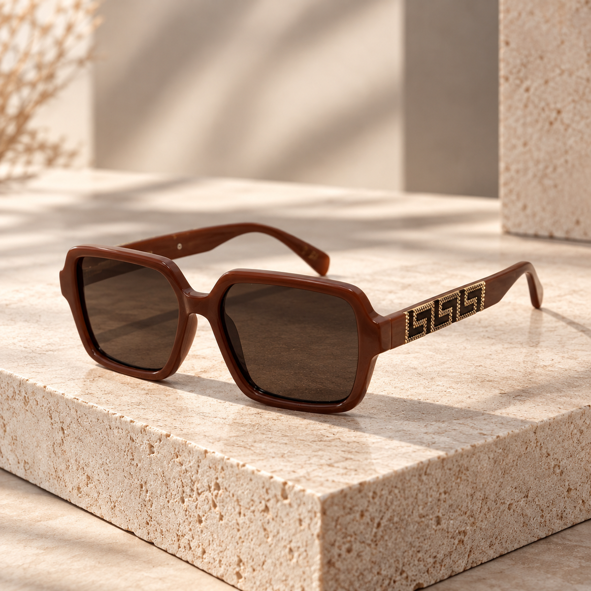 Brown Oversized Square Sunglasses
