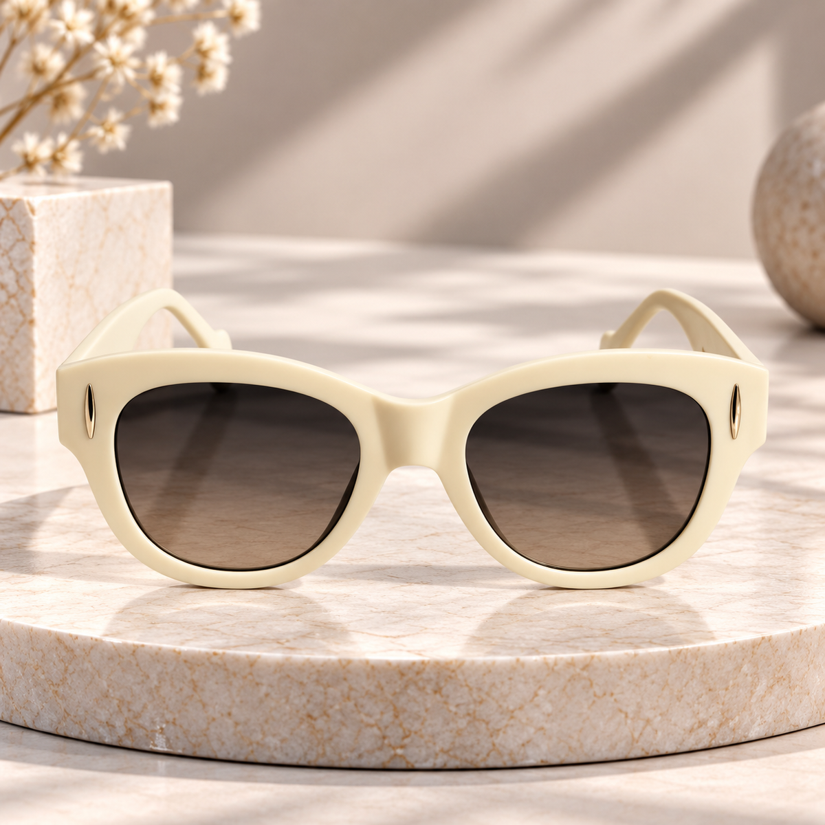 Ivory Oversized Cat-Eye Sunglasses