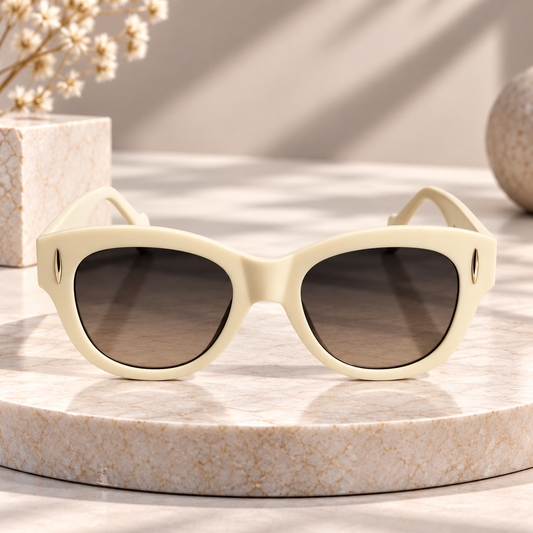 Ivory Oversized Cat-Eye Sunglasses