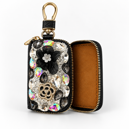 Black Rhinestone  keychain wallet