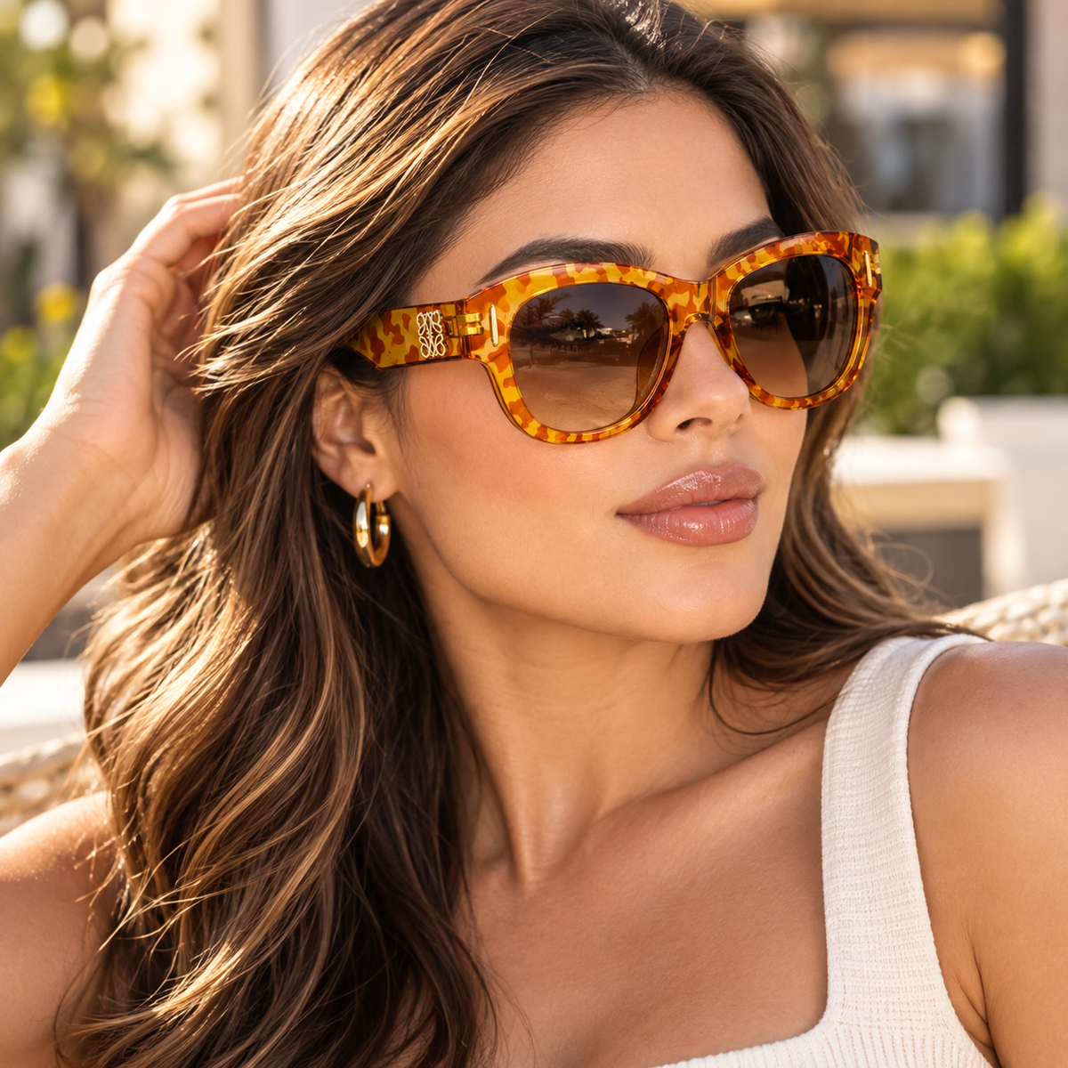 Amber Tortoiseshell Cat-Eye Sunglasses