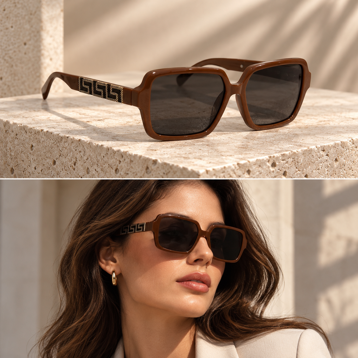 Brown Oversized Square Sunglasses