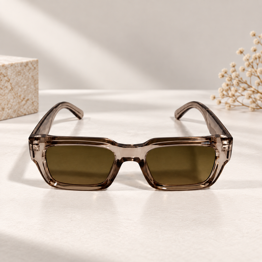 Taupe Brown Rectangular Sunglasses