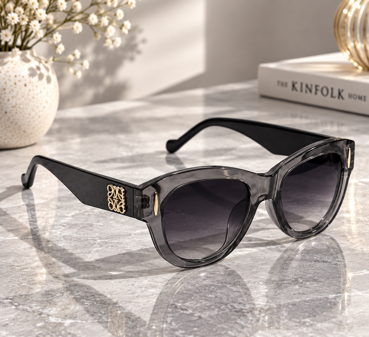 Smoke Gray Cat-Eye Sunglasses