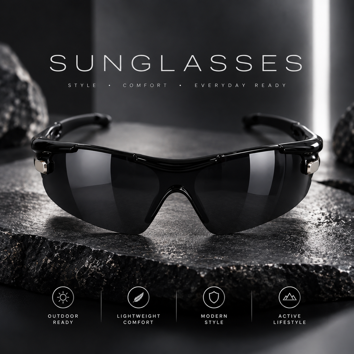 Black Shield Sport Sunglasses