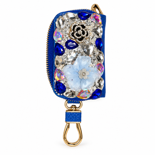 Blue Rhinestone keychain wallet