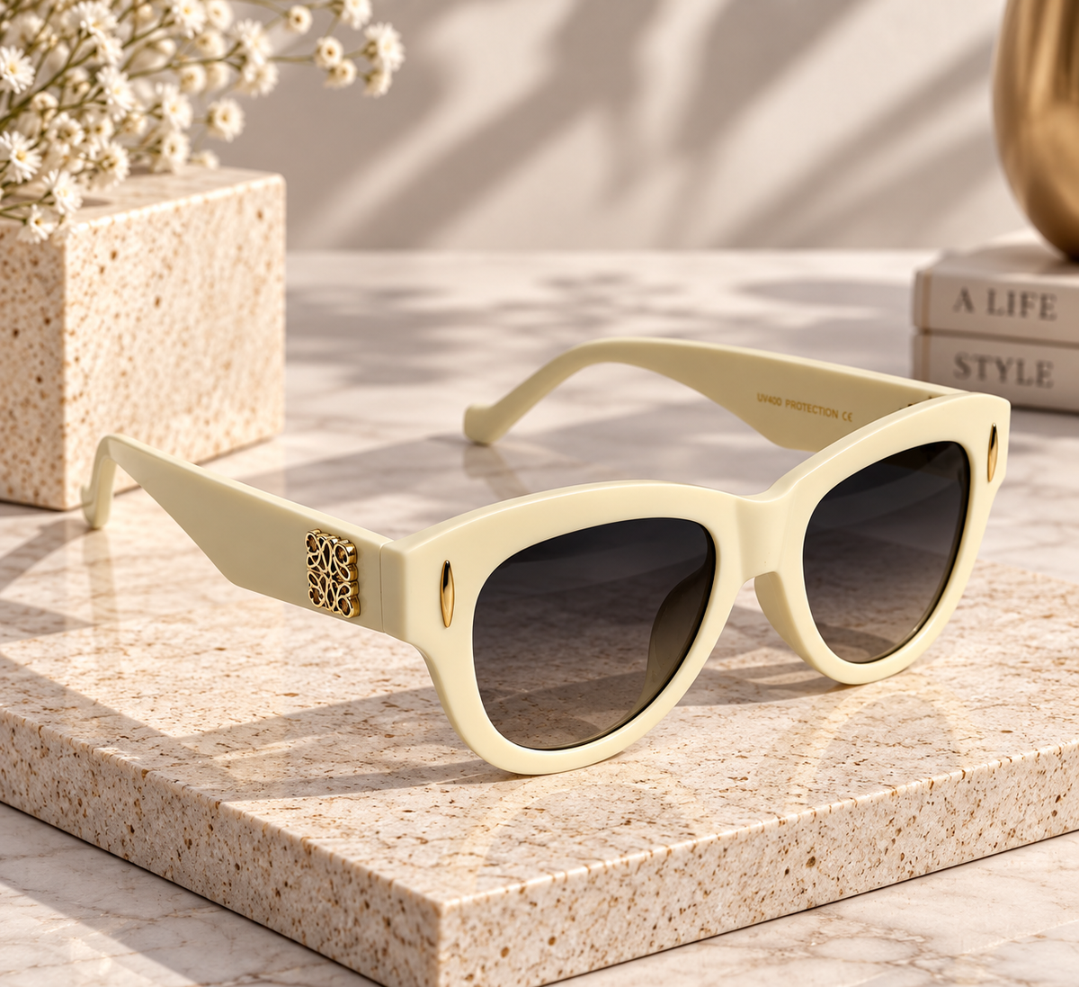 Ivory Oversized Cat-Eye Sunglasses