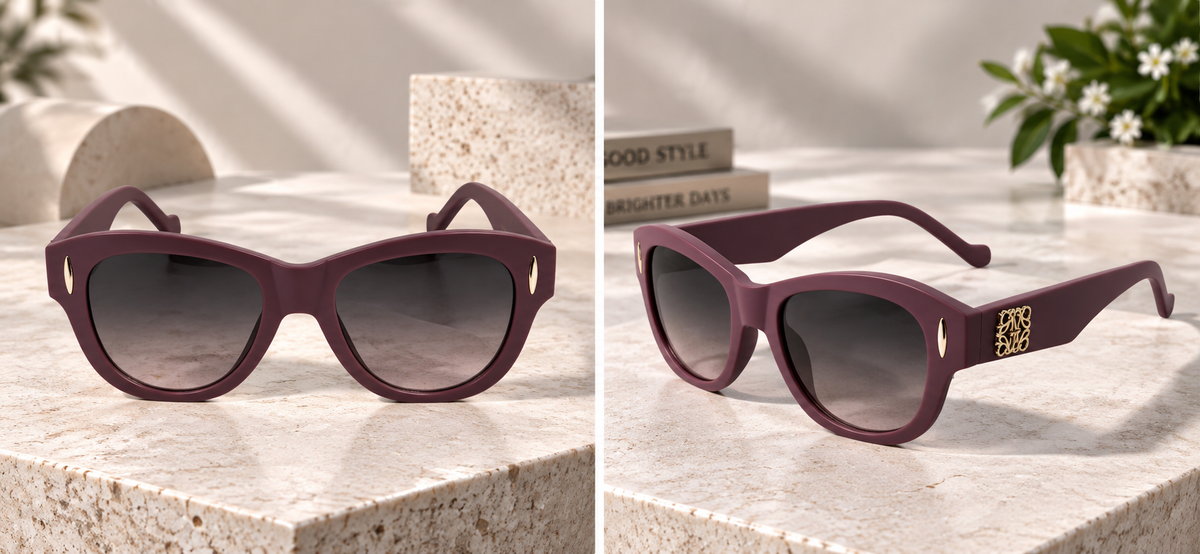 Burgundy Oversized Cat-Eye Sunglasses