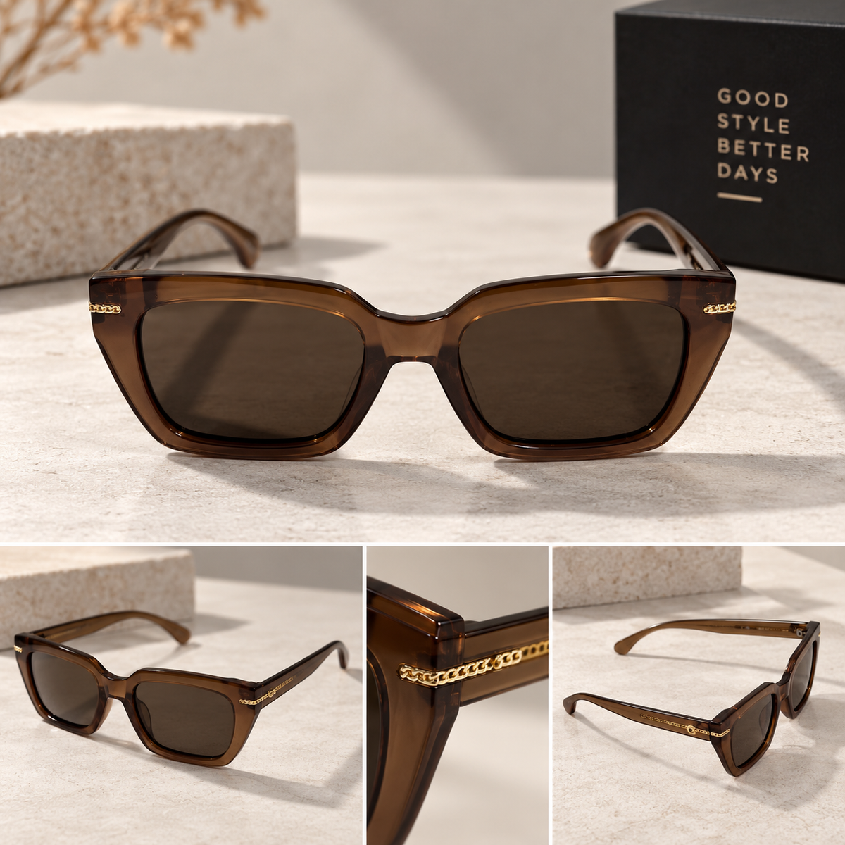 Brown Square Sunglasses