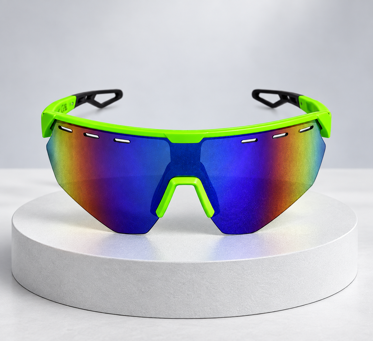 Neon Green Shield Sport Sunglasses