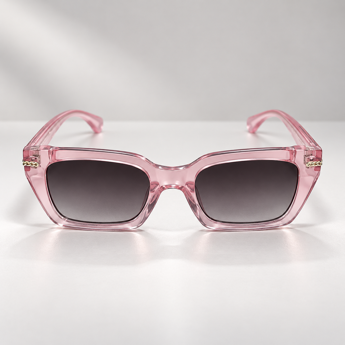Transparent Pink Square Sunglasses