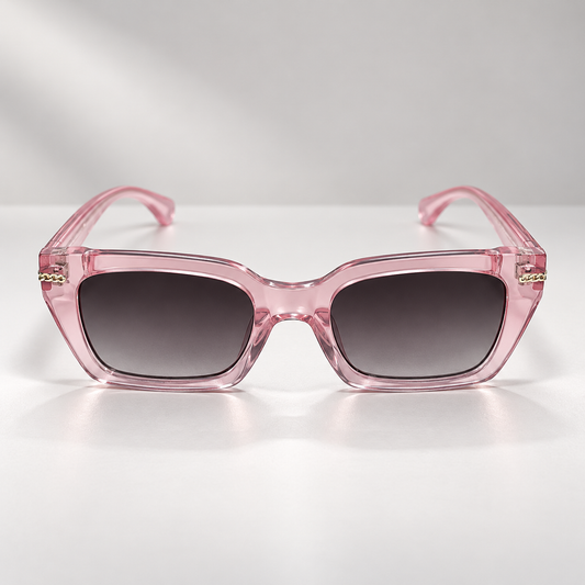 Transparent Pink Square Sunglasses