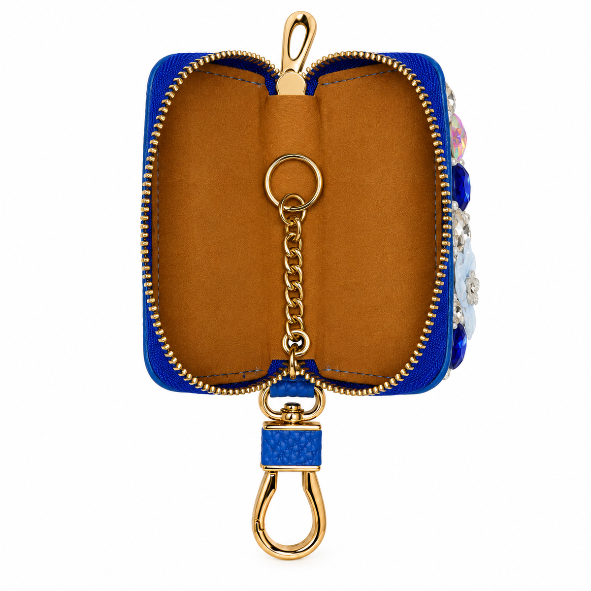 Blue Rhinestone keychain wallet