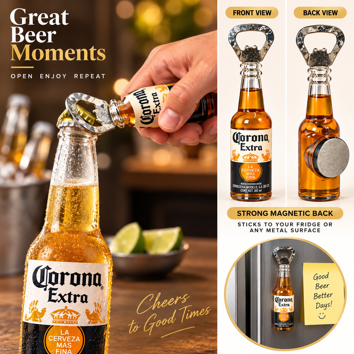 Beer Bottle-Shaped Magnetic Bottle Opener