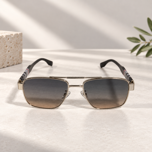 Gold Double-Bridge Aviator Sunglasses