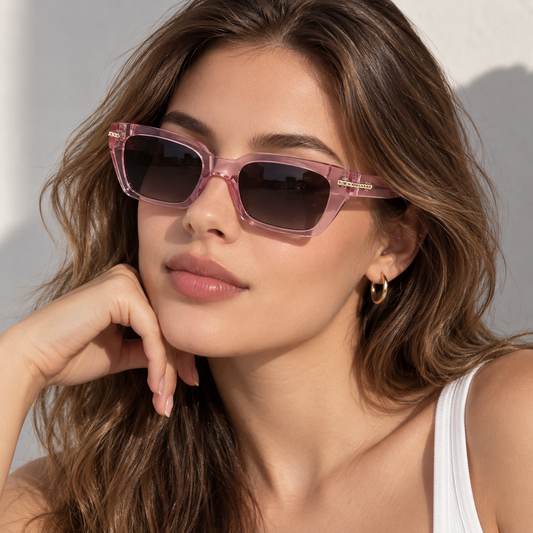Transparent Pink Square Sunglasses