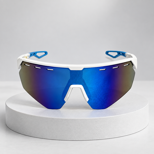 White & Blue Shield Sport Sunglasses