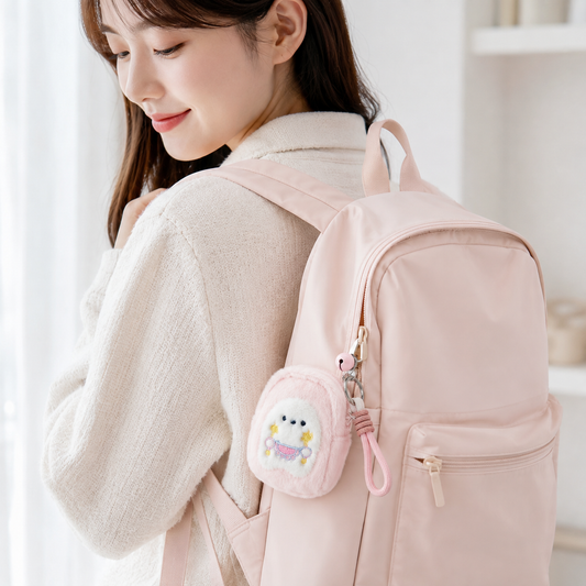 pink plush bag charm