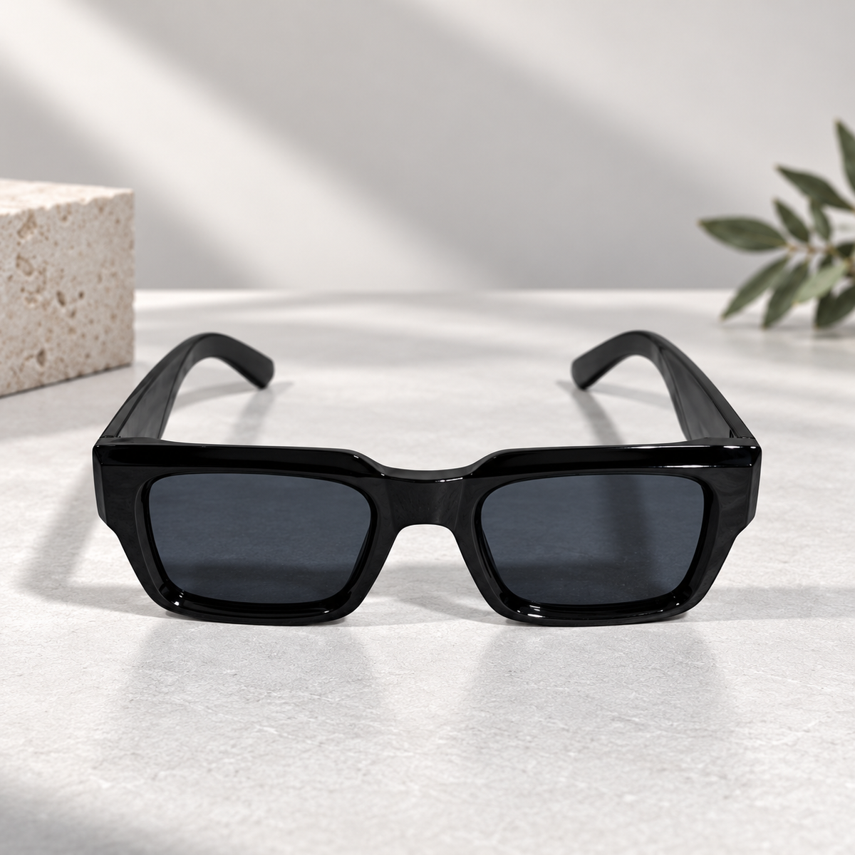 Classic Black Rectangular Sunglasses