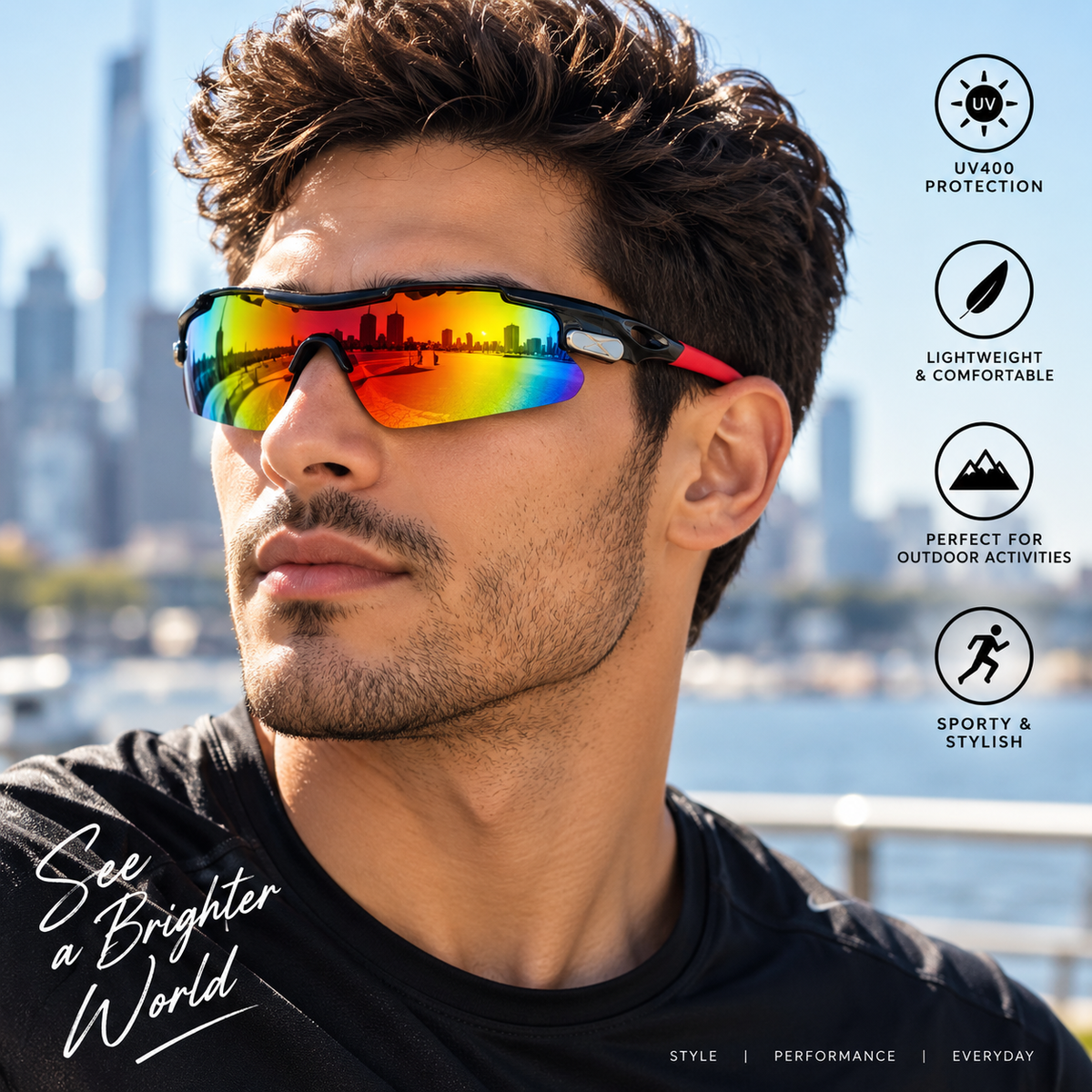 Sports Mirrored Wraparound Sunglasses