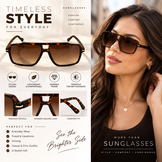Tortoiseshell Square Aviator Sunglasses