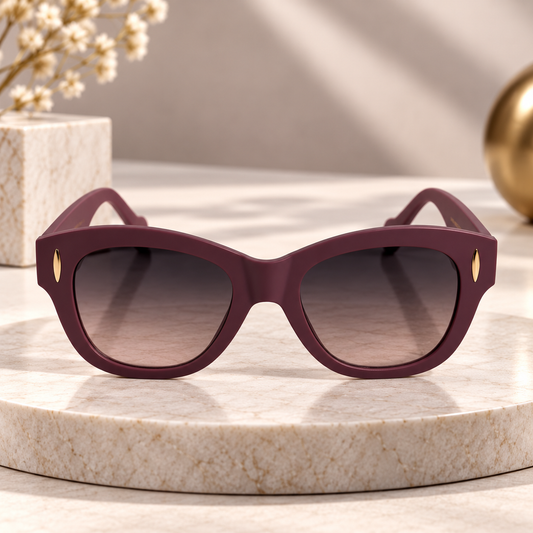 Burgundy Oversized Cat-Eye Sunglasses