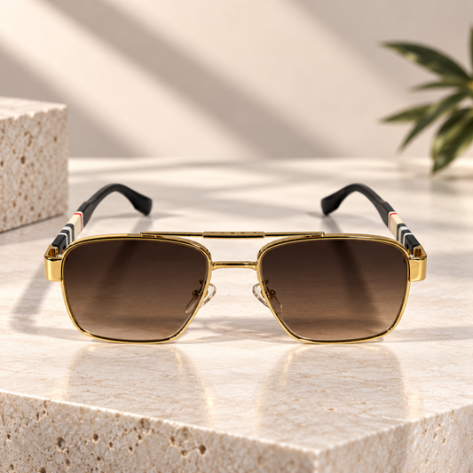 Gold Square Aviator Sunglasses